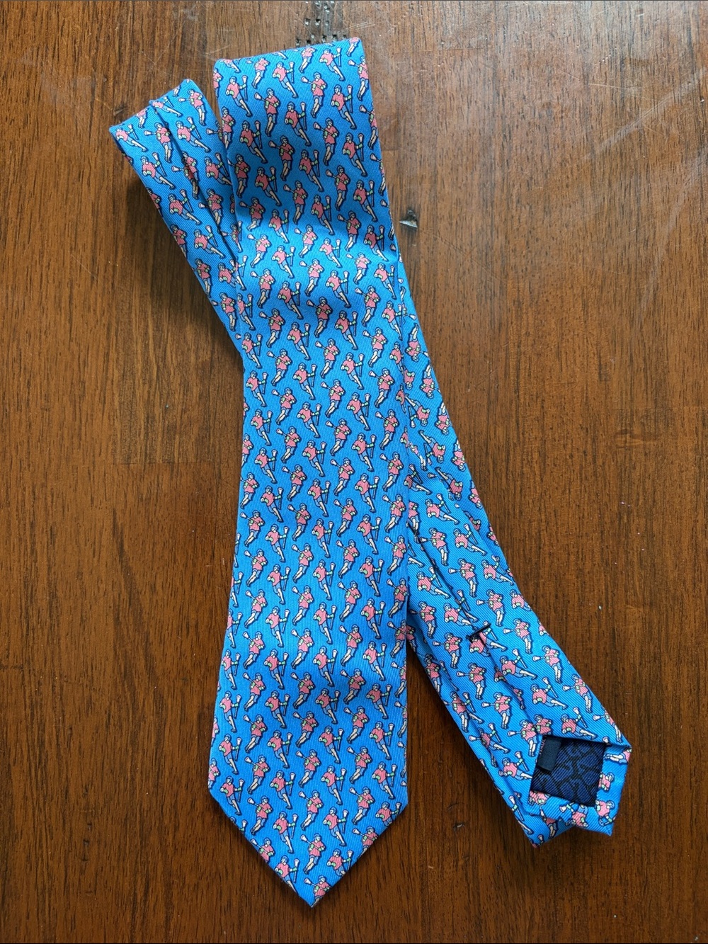Vineyard Vines Bright Blue Lacrosse Player Pattern Tie